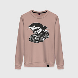 Свитшот хлопковый женский Акула на Тойоте, цвет: пыльно-розовый