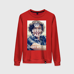 Свитшот хлопковый женский Keep Calm & Love Harry Styles, цвет: красный