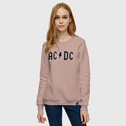 Свитшот хлопковый женский AC/DC, цвет: пыльно-розовый — фото 2