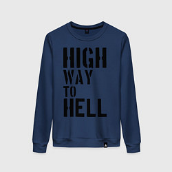 Свитшот хлопковый женский High way to hell, цвет: тёмно-синий