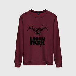 Свитшот хлопковый женский Linkin Park: Deer, цвет: меланж-бордовый