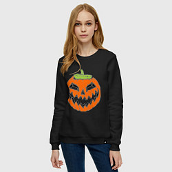 Свитшот хлопковый женский Хэллоуин тыква, цвет: черный — фото 2