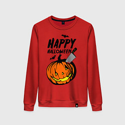 Свитшот хлопковый женский Happy halloween, цвет: красный
