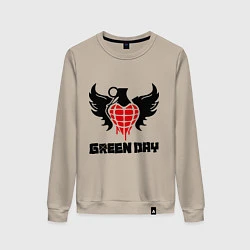 Свитшот хлопковый женский Green Day: Wings, цвет: миндальный