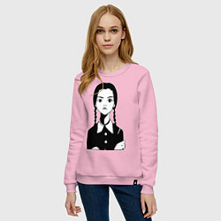Свитшот хлопковый женский Wednesday Addams, цвет: светло-розовый — фото 2