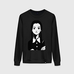 Свитшот хлопковый женский Wednesday Addams, цвет: черный