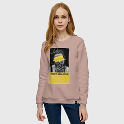 Свитшот хлопковый женский Post Malone, цвет: пыльно-розовый — фото 2