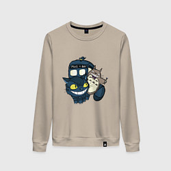Свитшот хлопковый женский Tardis Totoro, цвет: миндальный