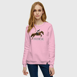 Свитшот хлопковый женский HORSE RIDING, цвет: светло-розовый — фото 2