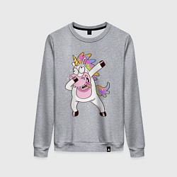 Свитшот хлопковый женский Dabbing Unicorn, цвет: меланж