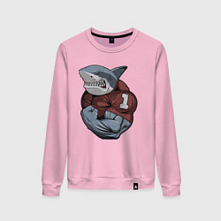 Свитшот хлопковый женский Shark, цвет: светло-розовый