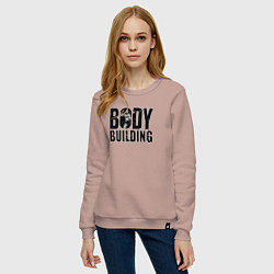 Свитшот хлопковый женский Бодибилдинг, цвет: пыльно-розовый — фото 2