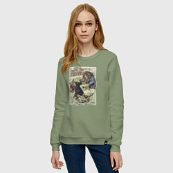 Свитшот хлопковый женский English Rugby, цвет: авокадо — фото 2