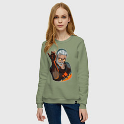 Свитшот хлопковый женский Ведьмак, цвет: авокадо — фото 2