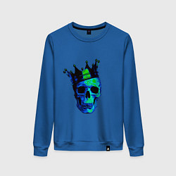 Свитшот хлопковый женский Skeleton King, цвет: синий