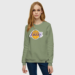 Свитшот хлопковый женский LA LAKERSспина, цвет: авокадо — фото 2