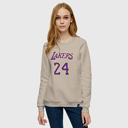 Свитшот хлопковый женский Lakers 24, цвет: миндальный — фото 2
