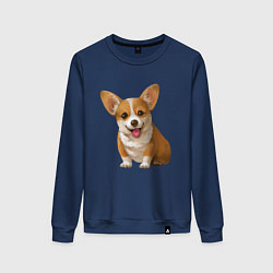 Свитшот хлопковый женский Корги, цвет: тёмно-синий