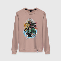 Свитшот хлопковый женский KIMETSU NO YAIBA, цвет: пыльно-розовый