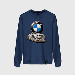 Свитшот хлопковый женский BMW оскал, цвет: тёмно-синий