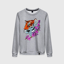 Свитшот хлопковый женский Тигр, цвет: меланж