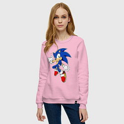 Свитшот хлопковый женский Sonic, цвет: светло-розовый — фото 2