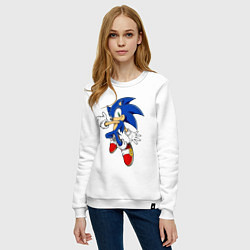 Свитшот хлопковый женский Sonic, цвет: белый — фото 2