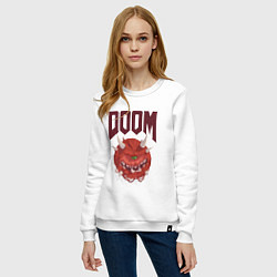 Свитшот хлопковый женский DOOM, цвет: белый — фото 2