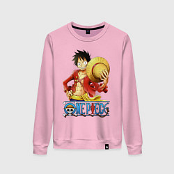 Свитшот хлопковый женский One Piece, цвет: светло-розовый