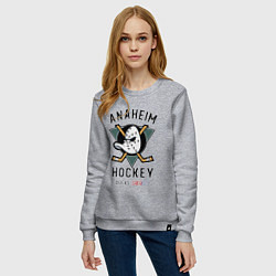 Свитшот хлопковый женский ANAHEIM DUCKS, цвет: меланж — фото 2