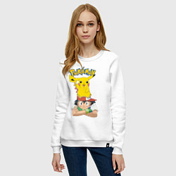 Свитшот хлопковый женский Pokemon, цвет: белый — фото 2