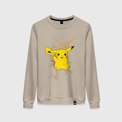 Свитшот хлопковый женский Pikachu, цвет: миндальный