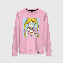 Свитшот хлопковый женский Sailor Moon Usagi Tsukino, цвет: светло-розовый