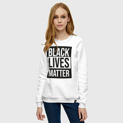 Свитшот хлопковый женский BLACK LIVES MATTER, цвет: белый — фото 2