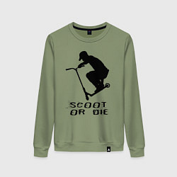 Свитшот хлопковый женский Самокат фристайл трюк экстрим, цвет: авокадо