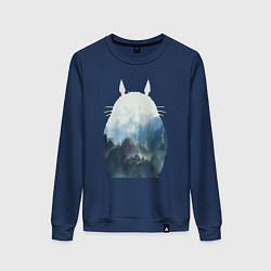 Свитшот хлопковый женский Тоторо, цвет: тёмно-синий
