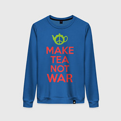 Свитшот хлопковый женский Make tea not war, цвет: синий