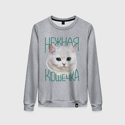 Свитшот хлопковый женский Нежная кошечка, цвет: меланж