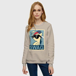 Свитшот хлопковый женский Rainbow Dash swag, цвет: миндальный — фото 2