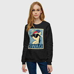 Свитшот хлопковый женский Rainbow Dash swag, цвет: черный — фото 2