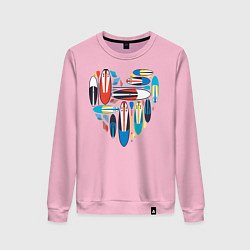 Свитшот хлопковый женский Sup serfing love, цвет: светло-розовый