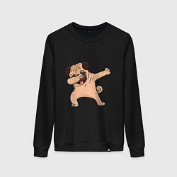 Свитшот хлопковый женский Мопс ДАБ, цвет: черный