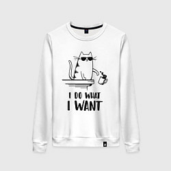 Свитшот хлопковый женский I do what i want, цвет: белый