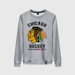 Свитшот хлопковый женский CHICAGO BLACKHAWKS NHL, цвет: меланж