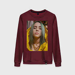 Свитшот хлопковый женский Билли Айлиш Billie Eilish, цвет: меланж-бордовый