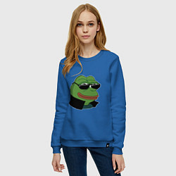 Свитшот хлопковый женский Pepe в очках EZ, цвет: синий — фото 2