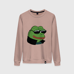Свитшот хлопковый женский Pepe в очках EZ, цвет: пыльно-розовый