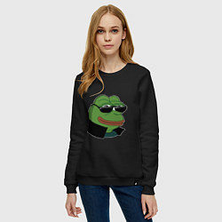 Свитшот хлопковый женский Pepe в очках EZ, цвет: черный — фото 2