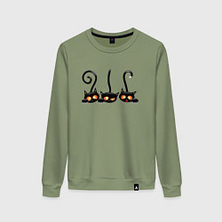 Свитшот хлопковый женский Котики, цвет: авокадо