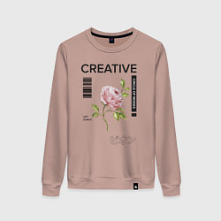 Свитшот хлопковый женский CREATIVE, цвет: пыльно-розовый